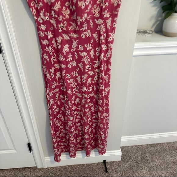 THE GREAT. Pink White Floral Silk Maxi Dress 1 Small - Picture 10 of 14